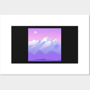 Low poly sunset in the mountains Posters and Art